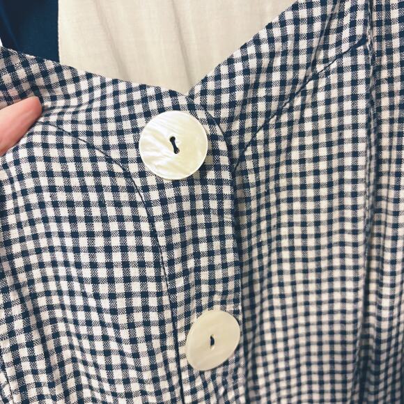 Anthropologie Camelia Collared Button Front Gingham Dress Navy Blue Size 8 - Picture 3 of 11